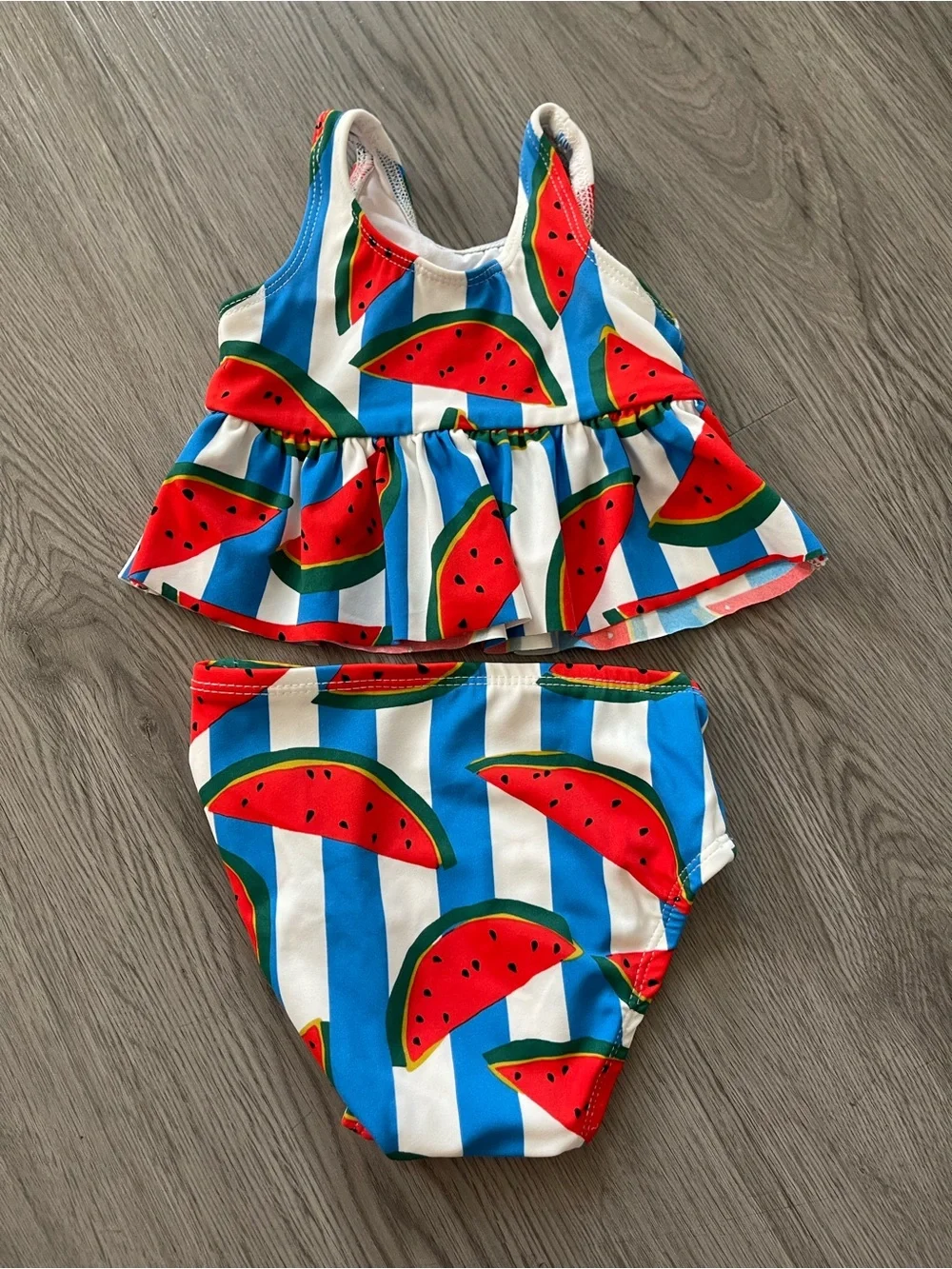 Hanna Andersson Girls Two-Piece Watermelon Tankini - Red, Blue, White